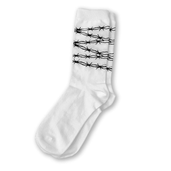 Barbed Wire White Socks - imalreadydead